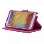 Wholesale Note 3 Quilted Flip Leather Wallet Case w Stand and Strap (Hot Pink)